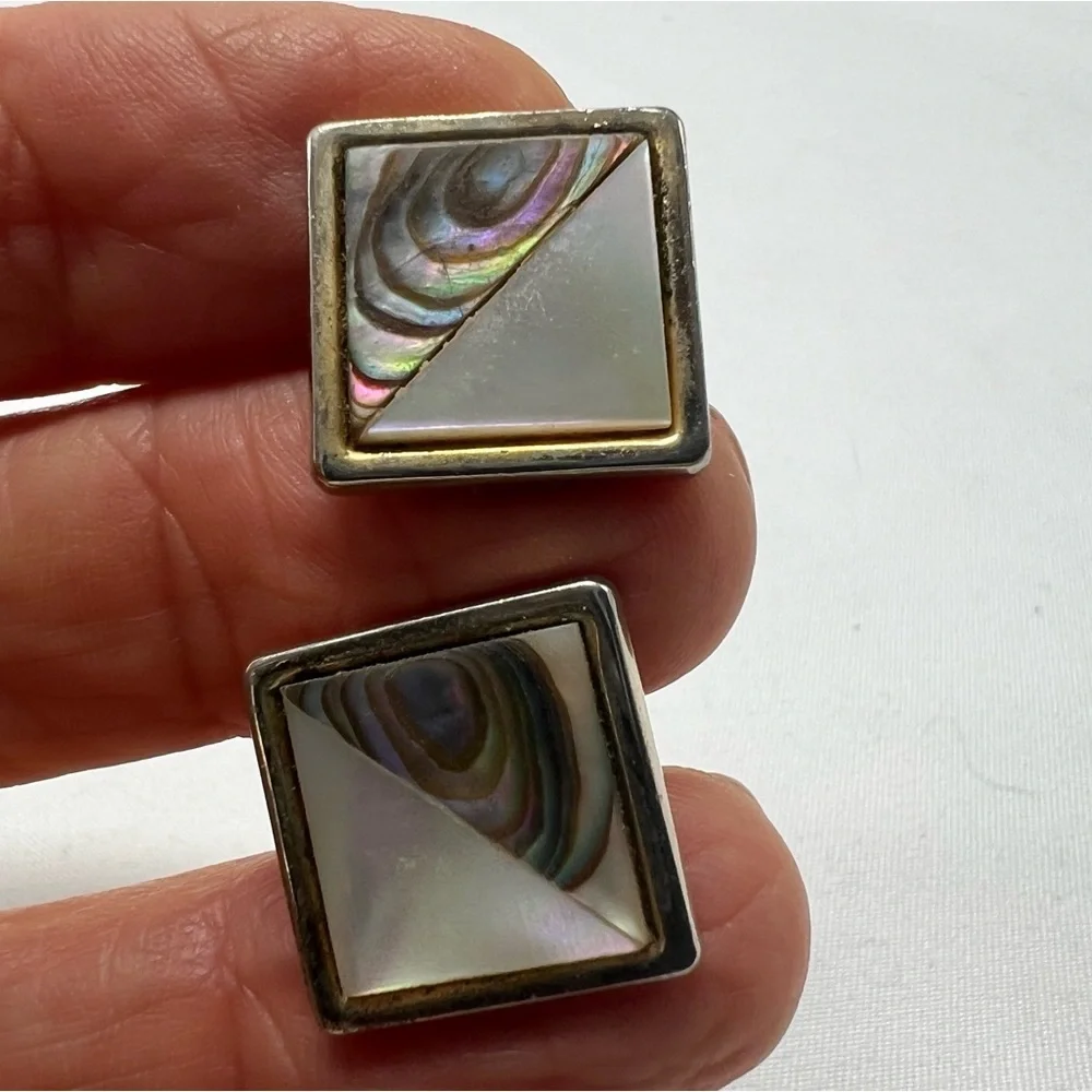 Square mother of pearl cuff links